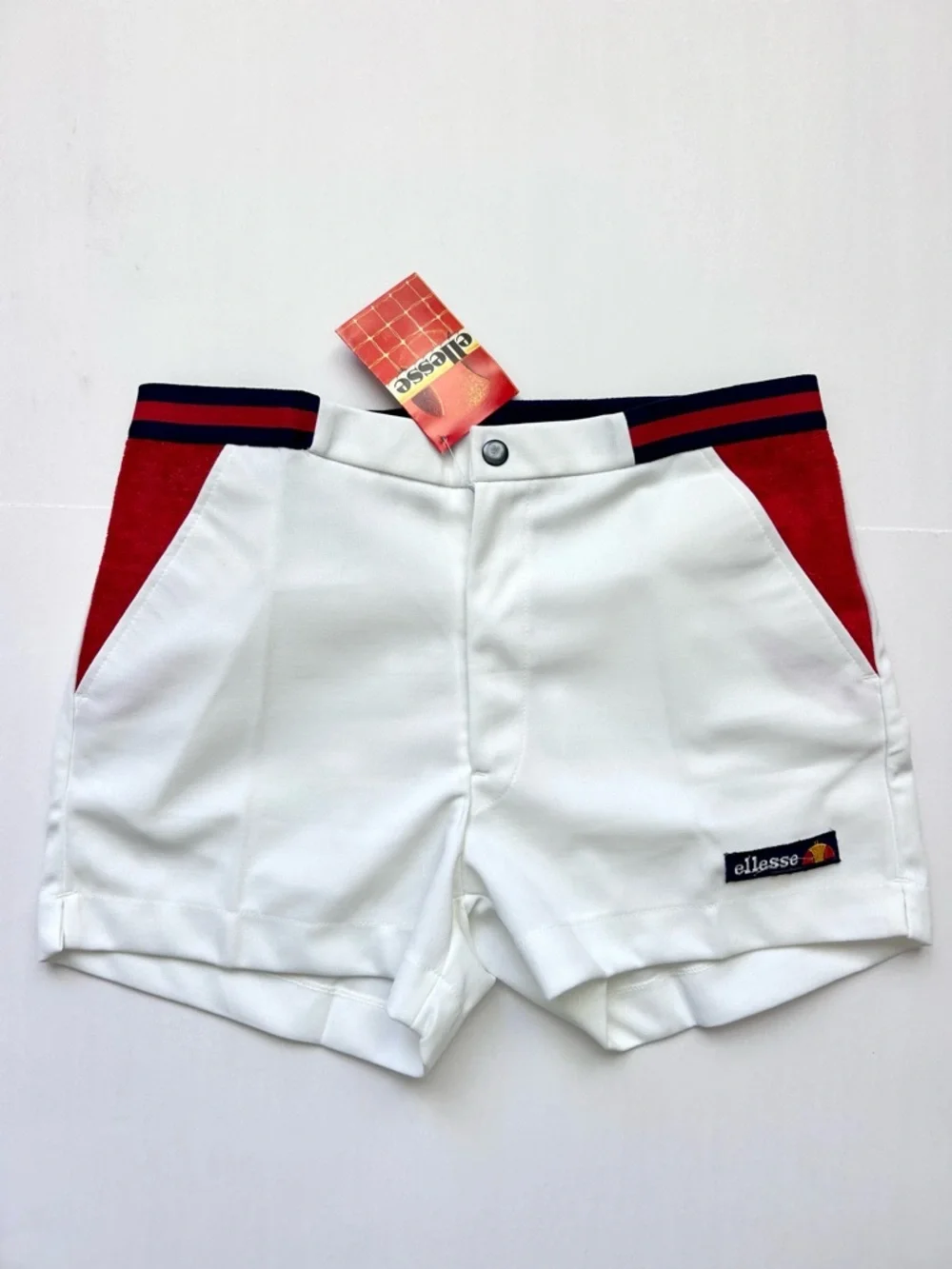 Vintage 70s 80s Ellesse White Tennis Shorts GOAT Terry Size 34 NWT Dead Stock